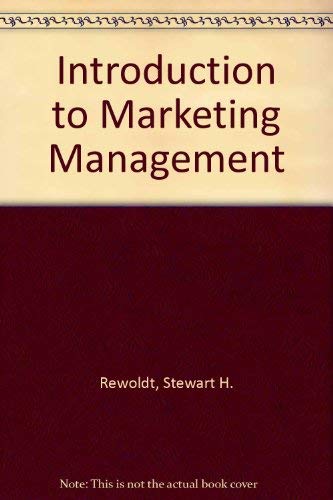 Stock image for Introduction to Marketing Management for sale by Better World Books