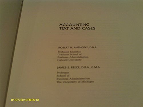 9780256035704: Accounting: Text and Cases
