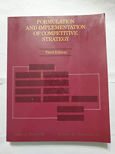 Imagen de archivo de Formulation and Implementation of Competitive Strategy a la venta por Better World Books