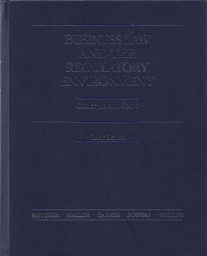 Stock image for Business law and the regulatory environment: Concepts and cases (Lusk series) for sale by HPB-Red