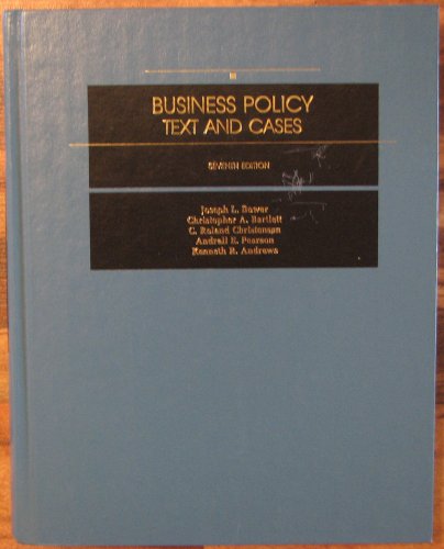 Stock image for Business Policy : Text and Cases for sale by Better World Books