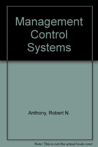 Beispielbild fr Management Control Systems zum Verkauf von Better World Books