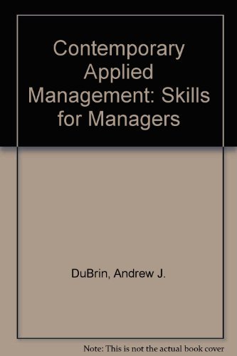 Stock image for Contemporary Applied Management: Skills for Managers for sale by HPB-Red