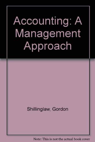9780256110043: Accounting: A Management Approach