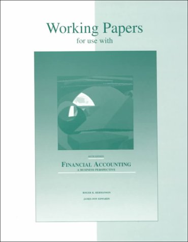 9780256132328: Working Papers for Use With Financial Accounting: A Business Perspective