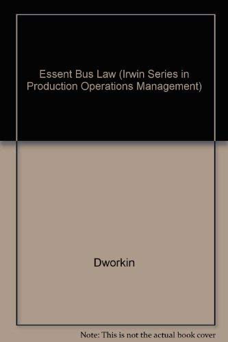 Beispielbild fr Essentials of Business Law and the Regulatory Environment (Irwin Legal Studies in Business) zum Verkauf von Austin Goodwill 1101
