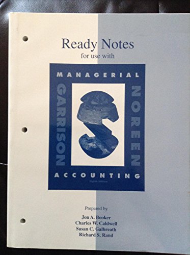 Beispielbild fr Ready Notes for Use With Managerial Accounting zum Verkauf von Wonder Book