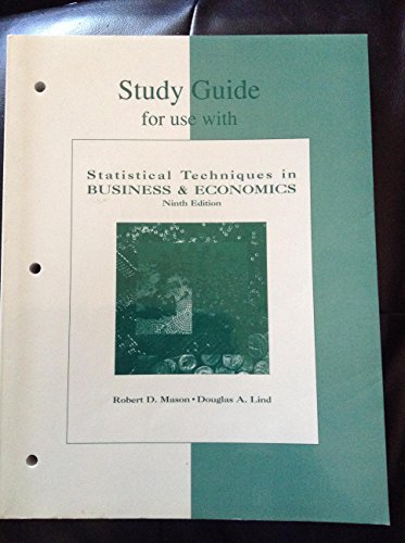 Imagen de archivo de Study Guide for Use With Statistical Techniques in Business and Economics a la venta por Austin Goodwill 1101