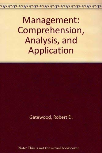 Stock image for Management: Comprehension, Analysis, and Application for sale by Irish Booksellers