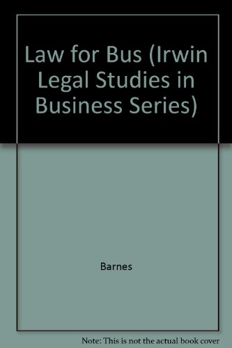 Imagen de archivo de Law for Business (Irwin Legal Studies in Business Series) a la venta por Irish Booksellers