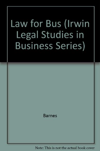 Stock image for Law for Business (Irwin Legal Studies in Business Series) for sale by HPB-Red