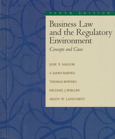 Imagen de archivo de Business Law and The Regulatory Environment a la venta por BookHolders