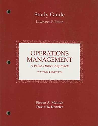 Imagen de archivo de Study Guide for use with Operations Management: A Value Driven Approach a la venta por Iridium_Books