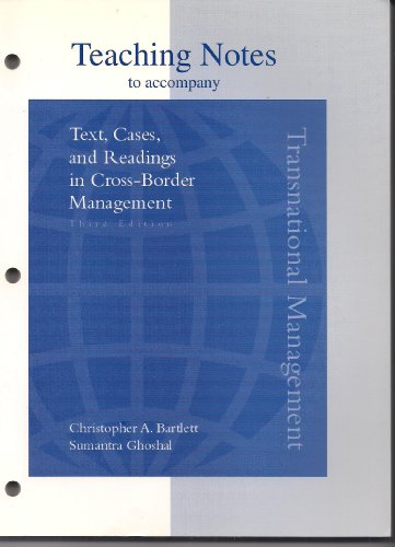 Instructor's Manual: Im Transnational Management (9780256247916) by Bartlett
