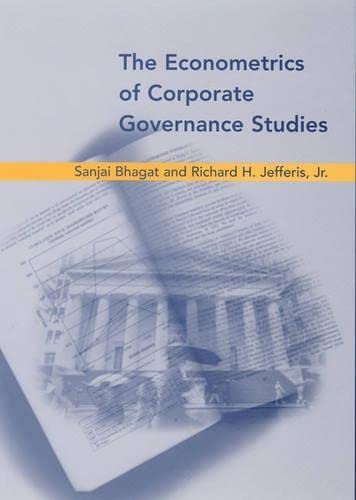 Beispielbild fr The Econometrics of Corporate Governance Studies zum Verkauf von gearbooks