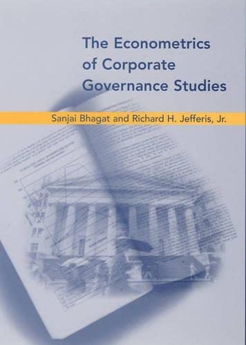 9780262025171: The Econometrics of Corporate Governance Studies