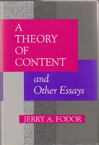 Imagen de archivo de A Theory of Content and Other Essays a la venta por HPB-Red