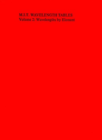 9780262160872: MIT Wavelength Tables, Vol. 2: Wavelengths by Element