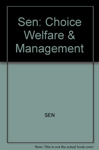 9780262192149: Sen: ∗choice∗ Welfare & Management