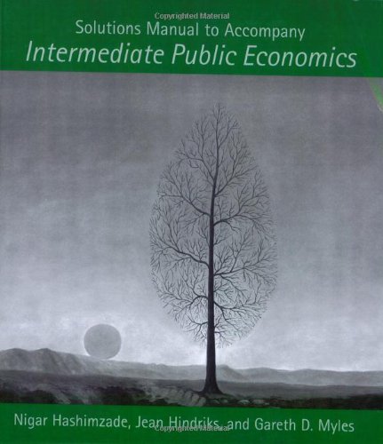 Imagen de archivo de Solutions Manual to Accompany Intermediate Public Economics a la venta por HPB-Red