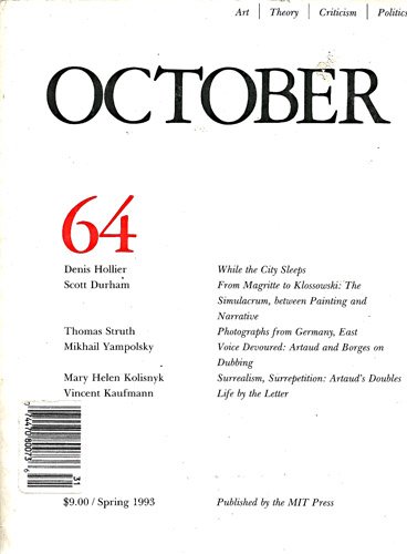 Imagen de archivo de October 64 Spring 1993: Art / Theory / Criticism / Politics a la venta por Books Anonymous