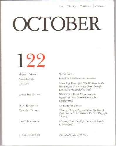 Imagen de archivo de October 122 (Fall 2007) a la venta por Lorrin Wong, Bookseller