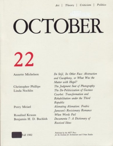 Beispielbild fr OCTOBER 22: ART/ THEORY/ CRITICISM/ POLITICS - FALL 1982 zum Verkauf von austin books and more