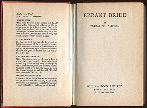 Errant Bride (9780263051728) by Elizabeth Ashton