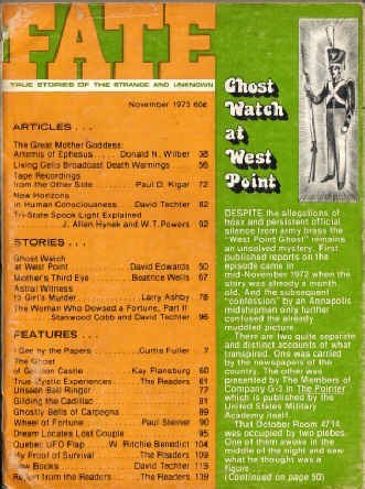 Beispielbild fr Fate Magazine, November 1973: Ghost Watch At West Point (Volume 26, No. 11) (Volume 26, No. 11) zum Verkauf von Basement Seller 101