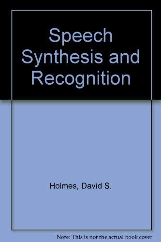 Imagen de archivo de Speech Synthesis and Recognition (Aspects of Information Technology S.) a la venta por AwesomeBooks