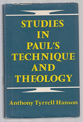 Stock image for Studies in Paul's Technique and Theology for sale by Better World Books Ltd