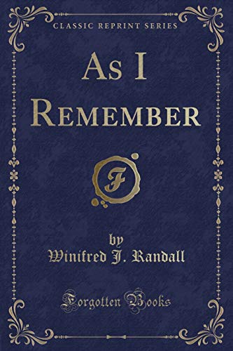 Stock image for As I Remember (Classic Reprint) for sale by Forgotten Books