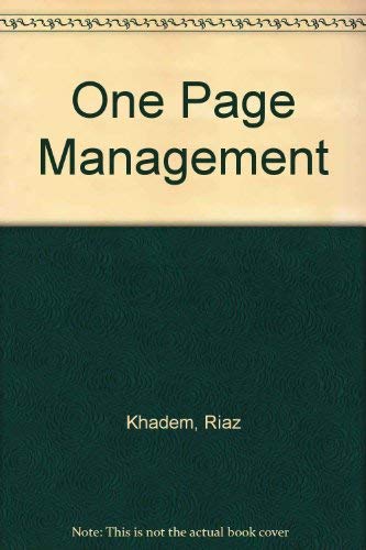 One Page Management (9780283998102) by Riaz Khadem; Robert Lorber