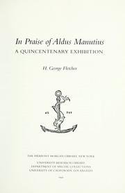 Beispielbild fr In Praise of Aldus Manutius: A Quincentenary Exhibition zum Verkauf von Books From California