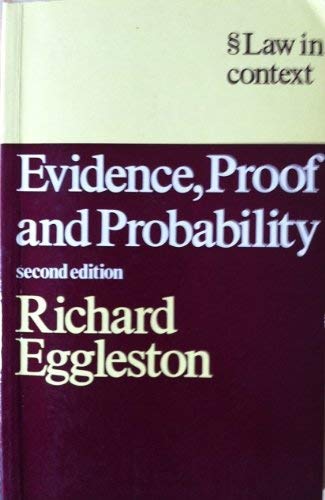 Imagen de archivo de Evidence, Proof and Probability (Law in Context S.) a la venta por WorldofBooks