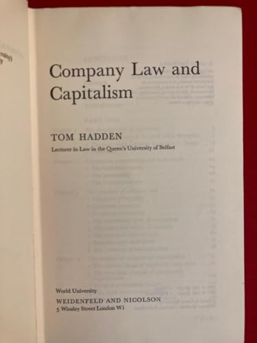 Beispielbild fr COMPANY LAW AND CAPITALISM. zum Verkauf von Any Amount of Books