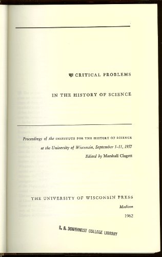 Beispielbild fr Critical Problems in the History of Science zum Verkauf von Better World Books: West