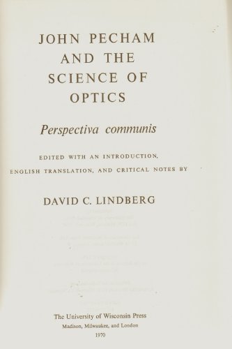 Stock image for John Pecham and the Science of Optics: Perspectiva Communis for sale by ThriftBooks-Dallas