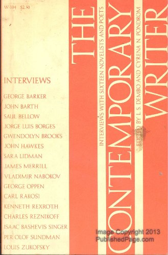 Imagen de archivo de Contemporary Writer : Interviews with Sixteen Novelists and Poets a la venta por Better World Books: West