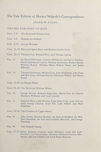 Stock image for The Yale Editions of Horace Walpole's Correspondence, Volume 17: With Sir Horace Mann, I (The Yale Edition of Horace Walpole's Correspondence) for sale by Midtown Scholar Bookstore