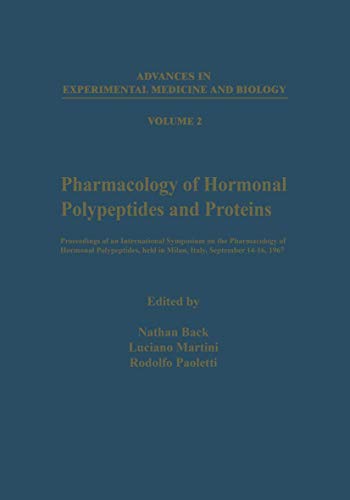 Beispielbild fr Pharmacology of Hormonal Polypeptides and Proteins zum Verkauf von Better World Books