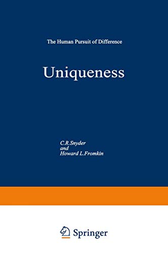 9780306403767: Uniqueness: The Human Pursuit of Difference (Perspectives in Social Psychology)