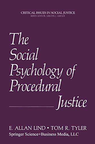 9780306427268: The Social Psychology of Procedural Justice