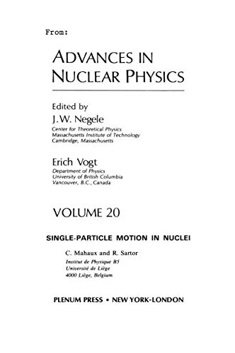 9780306438615: Advances in Nuclear Physics: Volume 20