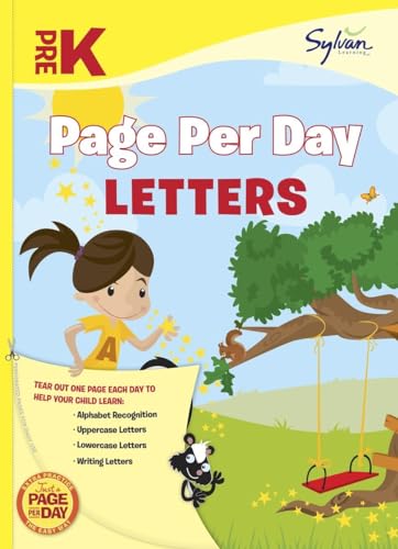 Stock image for Pre-K Page Per Day: Letters: Alphabet Recognition, Uppercase Letters, Lowercase Letters, Writing Letters (Sylvan Page Per Day Series, Language Arts) for sale by SecondSale