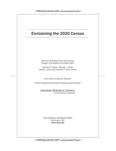 Envisioning the 2020 Census (9780309151153) by National Research Council; Division Of Behavioral And Social Sciences And Education; Committee On National Statistics; Panel On The Design Of The...