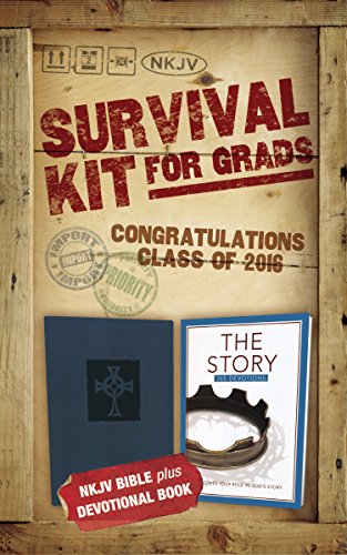 9780310003823: NKJV, 2016 Survival Kit for Grads, Navy, Red Letter Edition: NKJV Bible plus Devotional Book, The Story Devotional