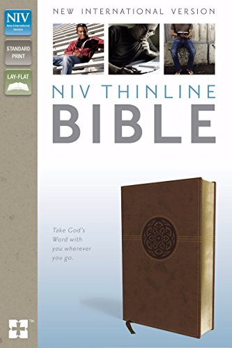 NIV, Thinline Bible, Imitation Leather, Brown, Red Letter Edition - Zondervan