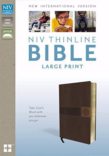 NIV, Thinline Bible, Large Print, Imitation Leather, Brown, Red Letter Edition - Zondervan