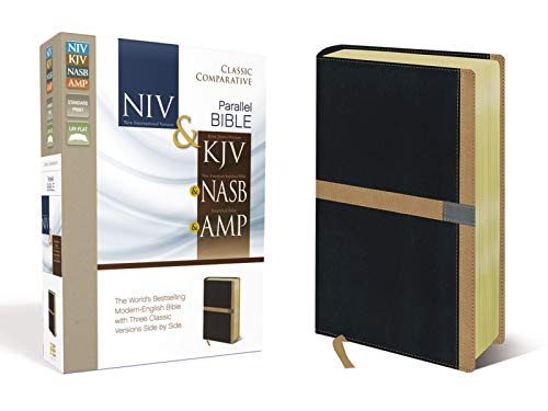 9780310409397: NIV, KJV, NASB, Amplified, Classic Comparative Parallel Bible, Leathersoft, Black/Tan: NIV and KJV and NASB and Amplified